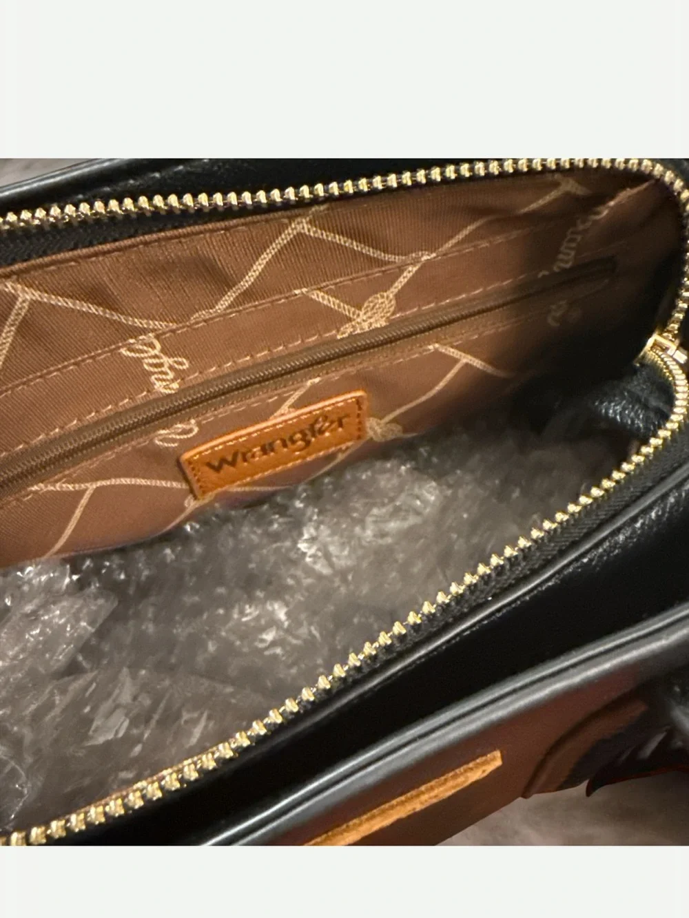 Wrangler Black Faux Leather Tote with Removable Pouch and Detachable Strap